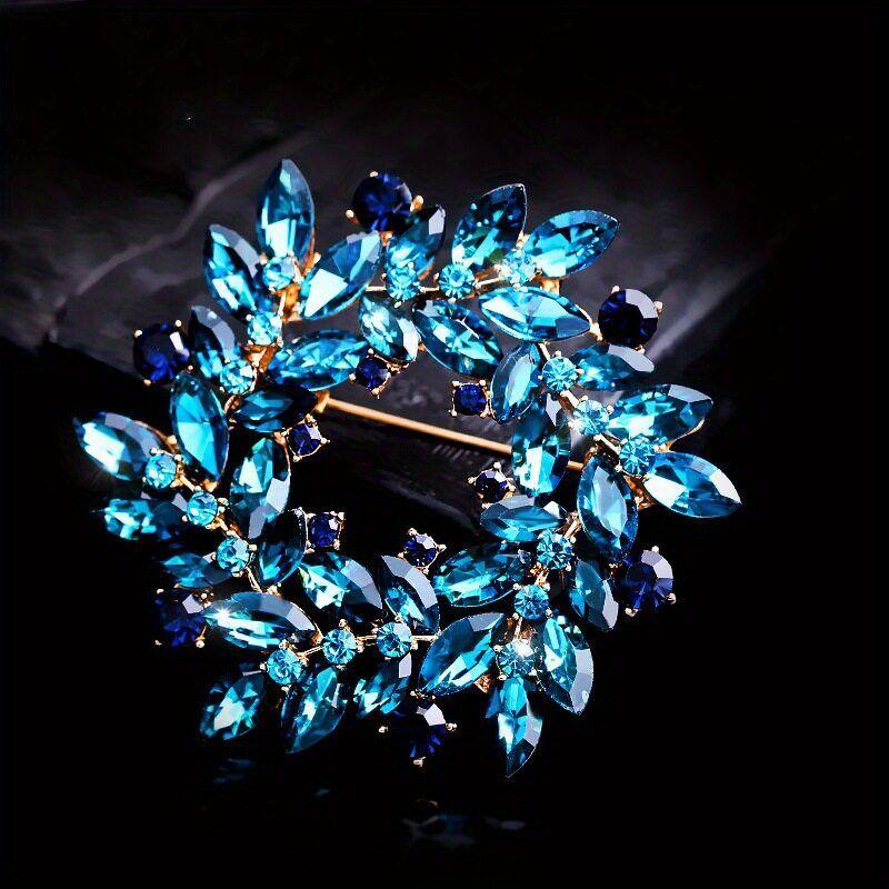 European and American Style Multi-Colored Floral Wreath Brooches, Fashionable Rhinestone Pins, Versatile and Elegant Suit Accessories