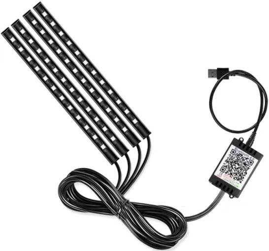 

48 LED Car Interior Ambient Foot Light Strip Neon Lighting Kit with Remote App Music Control Auto RGB Decorative Lamps