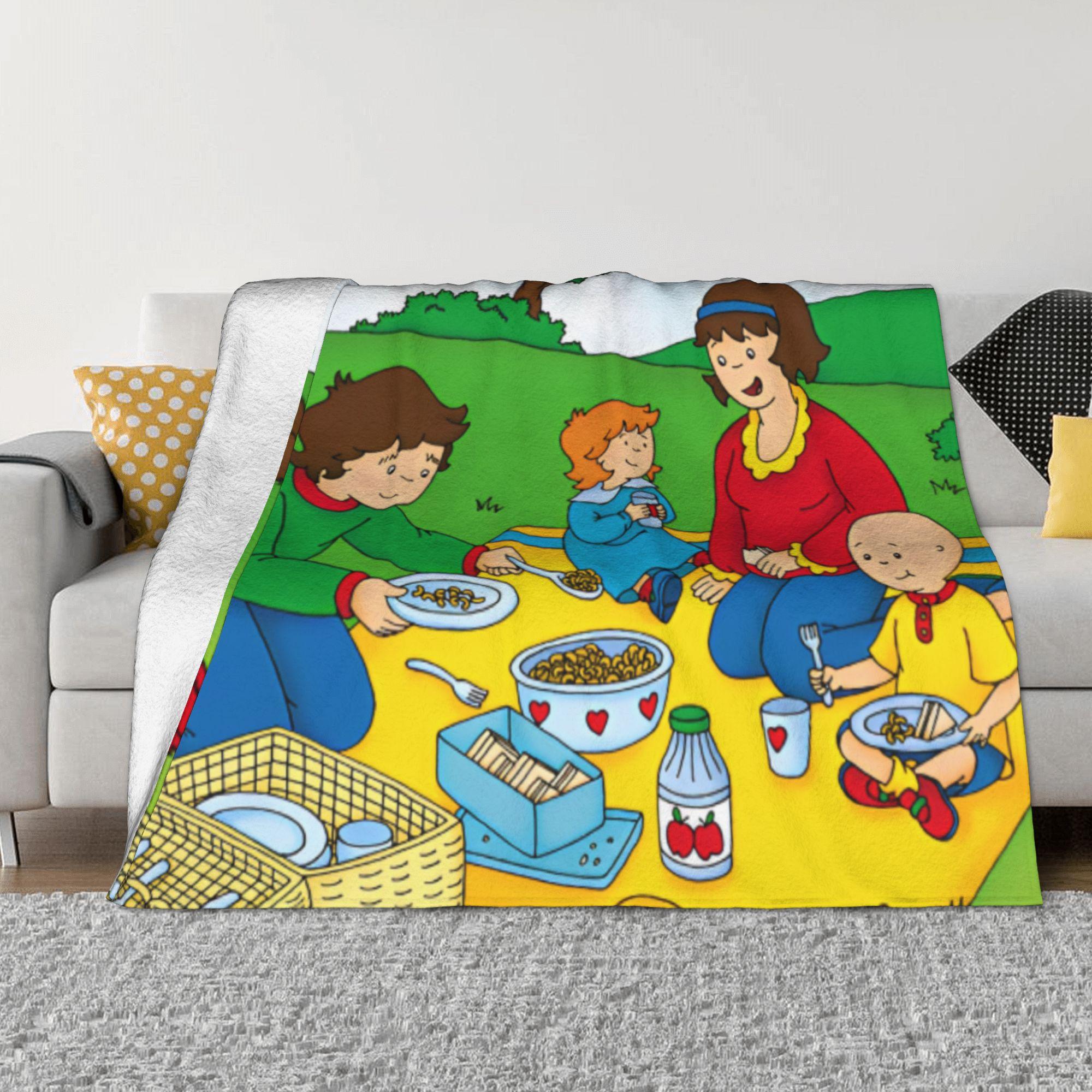 

Caillou Animation Cartoon Blanket Fleece Spring/Autumn Anime Family Picnic Portable Warm Throw Blankets for Sofa Bedding Throws 100x150cm