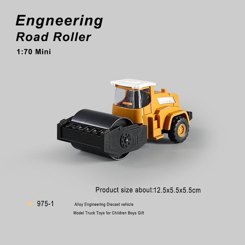 1:70 9 Styles Mini Yellow Alloy Forklift Driller Road Roller Engineering Diecast Construction Vehicle Inertia Toys for Boys Gift