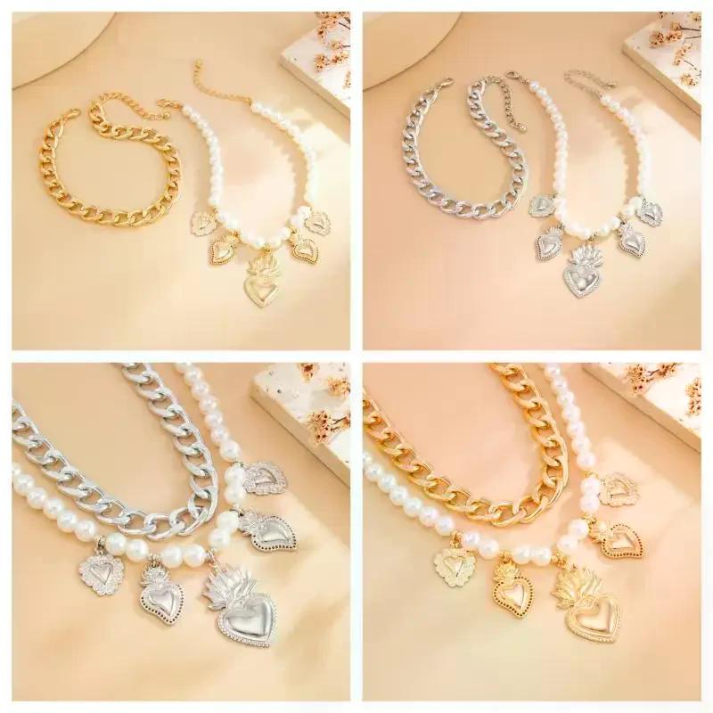 Personalized Metal Imitation Pearl Heart Chain Fashion Foot Ankle Beach Party Jewelry For Women Girl Foot Bracelet Anklet Gifts