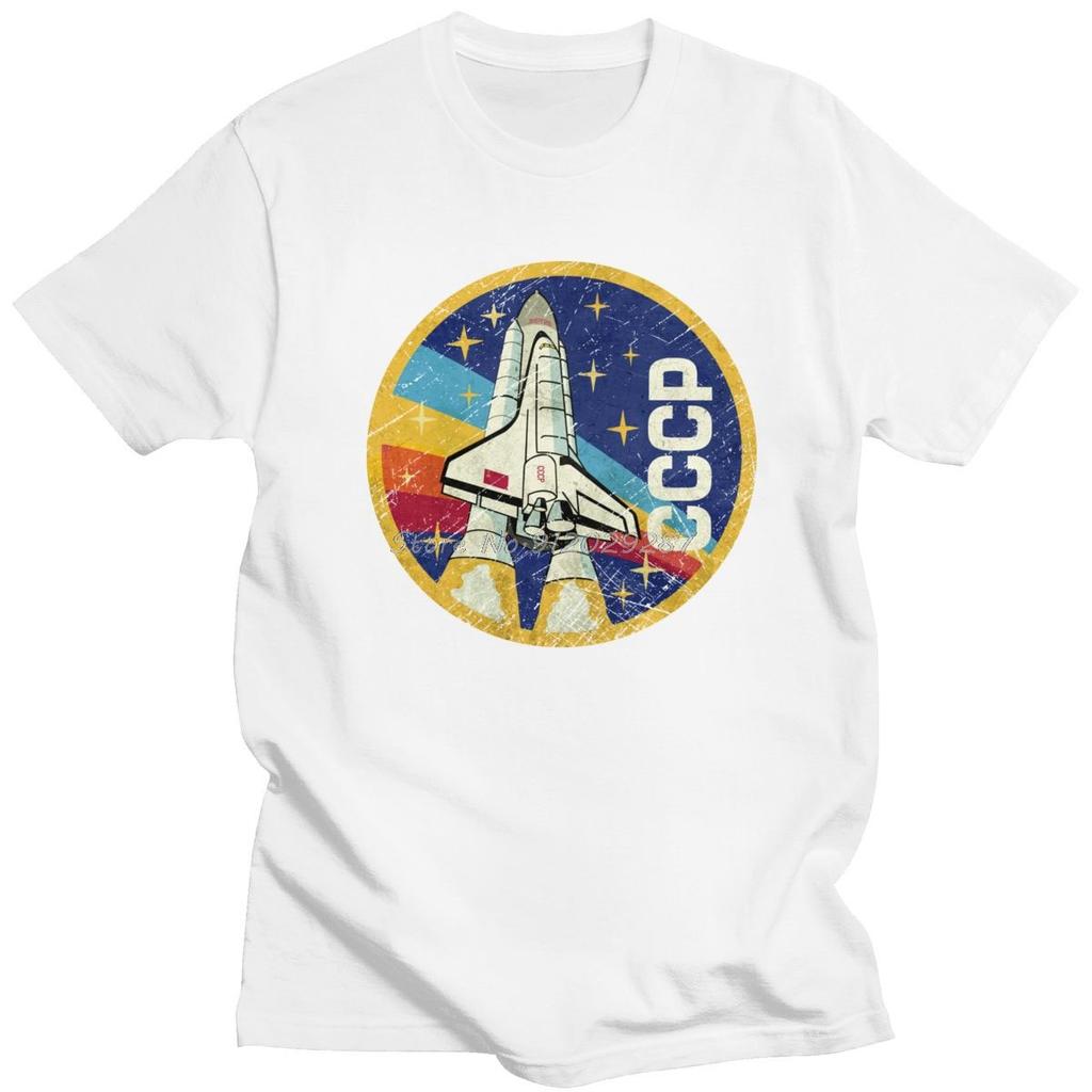 Vintage CCCP T Shirt Men Space Rocket Tshirt USSR Soviet Union Tshirt Oversized Streetwear Cotton Tee Tops Gift Mens Clothing