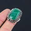 925 Sterling Silver Radiant Green Onyx Gemstone Promise Solitaire Ring Jewelry