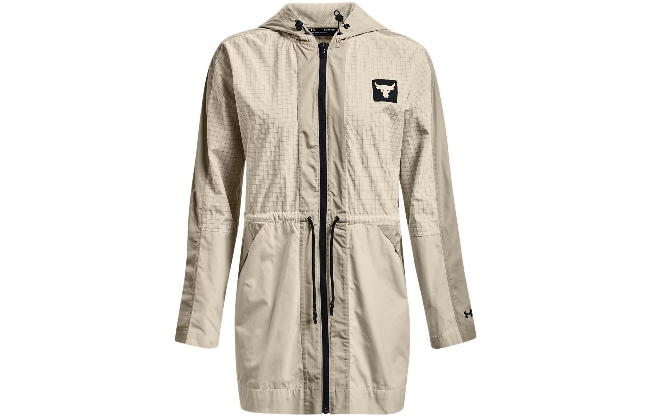 Under Armour Project Rock Jackets Women s Limestone White Hooded Moderate Straight Fit 1369960-279 M
