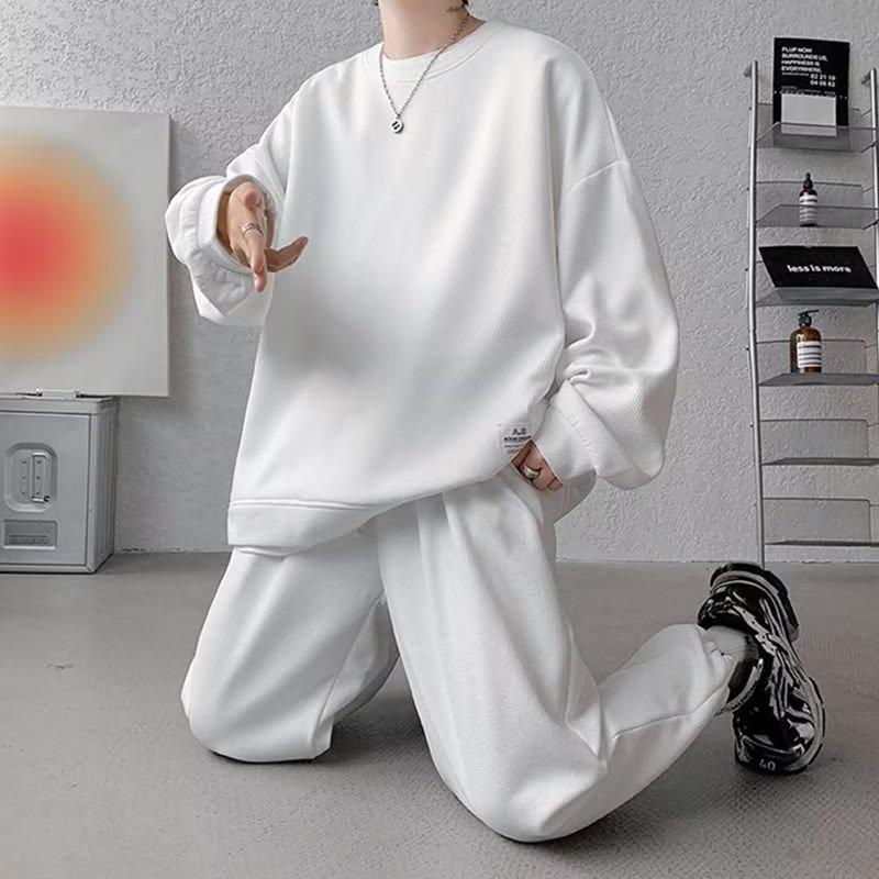 

Мужской комплект из вафельной толстовки и спортивных штанов весна/осень - большой размер, молодежная спортивная одежда 5XL