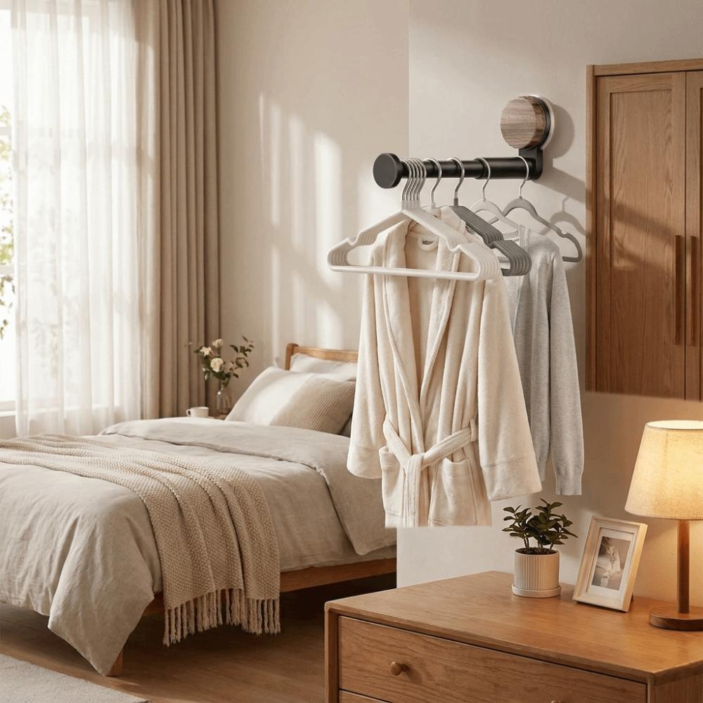 Suction Cup Multi-functional Storage Rack Retractable Telescopic Clothes Rack Home Use