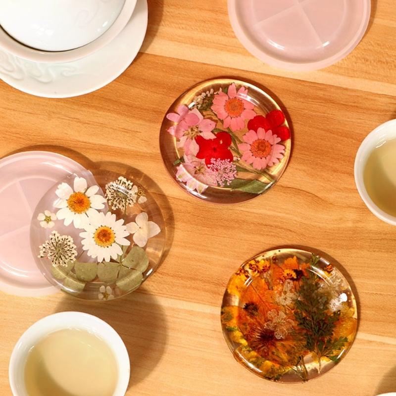 Thick Resin Coaster Molds  Art Crafts Cup Mat Mold Round Silicone Molds for  Resin Art Gifts Home Decoration