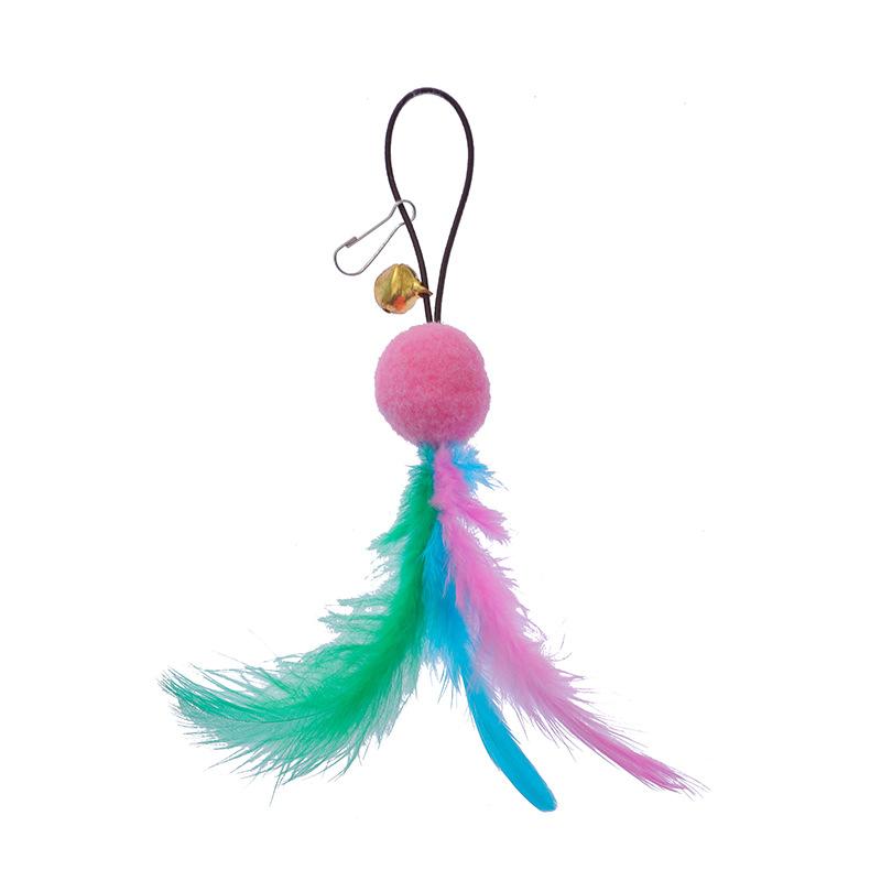 

Cat Toy Replacement Head, Fur Ball, Feather Replacement Head, Cat Pendant with Buckle, Sound Bell, Feather Accessory 12.5cm розовый