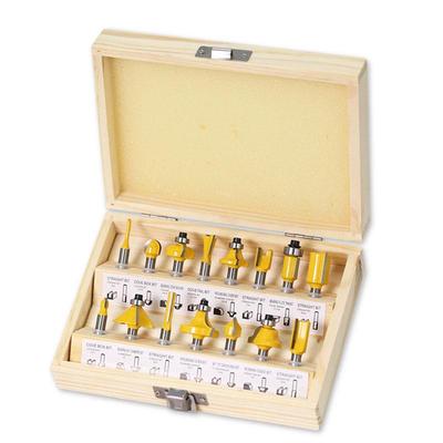 Juego de 15 brocas de fresado rectas para cortar madera, carburo de tungsteno, para carpintería, 1/4 de pulgada y 8 mm
