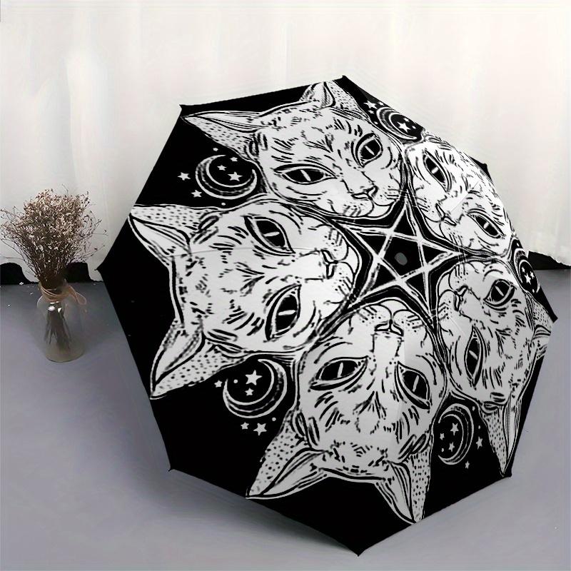Cats Mandala Themed Eight Rib Automatic Folding Umbrella Is Suitable for Both Men and Women, Making It A Perfect Christmas and Valentine's D