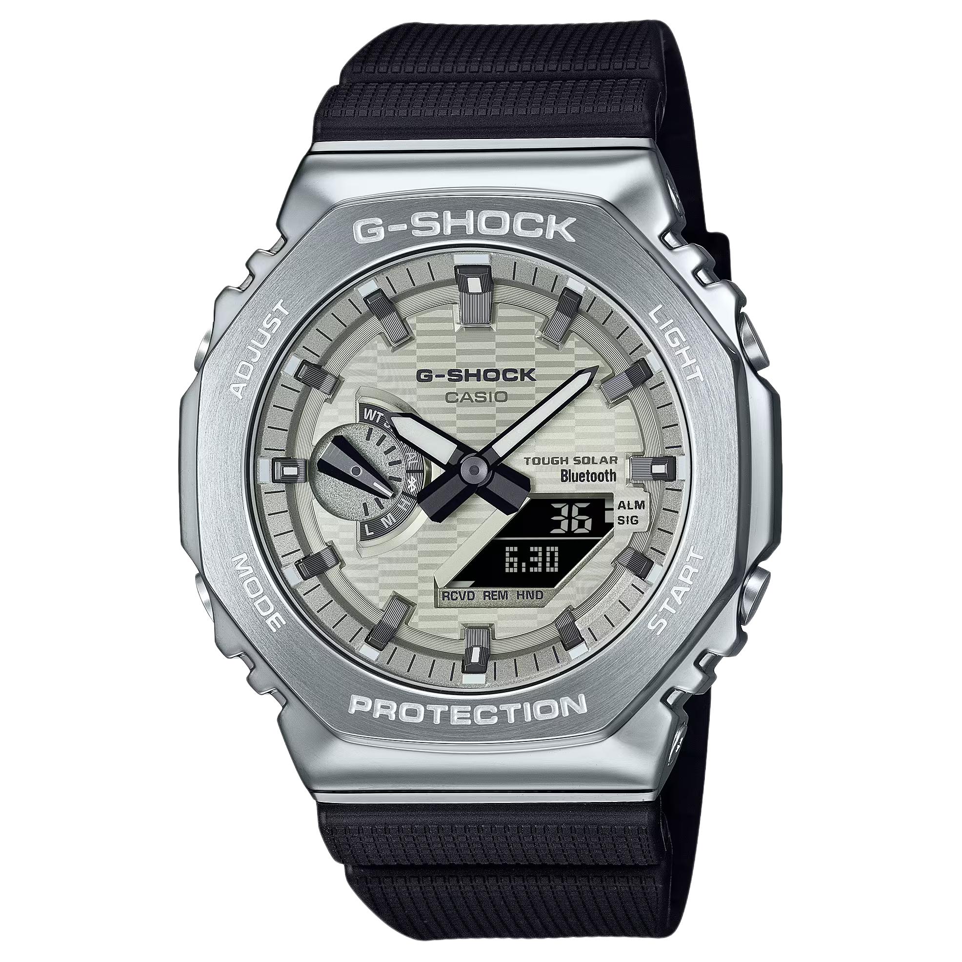Casio 2100 Series 200M Water Resistant Solar Quartz Movement Resin Strap Watch Unisex Watches Gray GBM-2100A-8B Regular Box