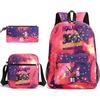 3 Piece School Backpack Set for Students Large Capacity Oxford Cloth Schoolbag with Shoulder Strap and Pencil Case