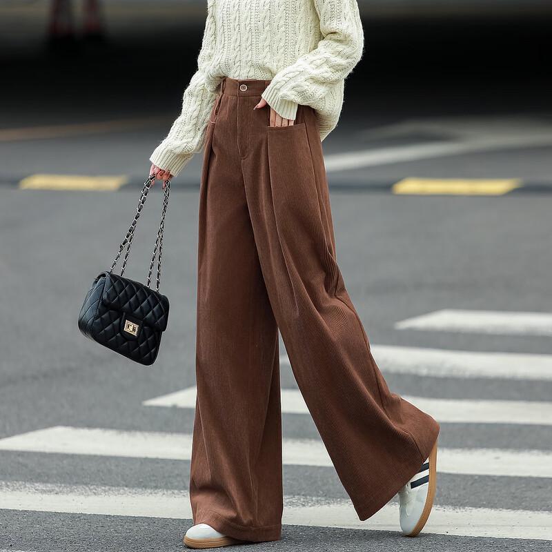 Demana Women's Warm Corduroy Wide-Leg Casual Pants