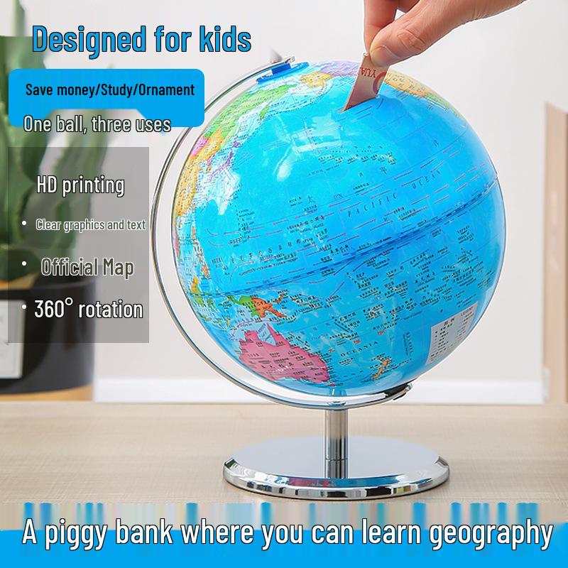 Globe Piggy Bank: Large Capacity Ornament for Men, Women, and Kids - Ideal June 1st Gift