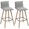Set of 2 Bar Stools, Bar Chairs, Padded Seat, Backrest and Footrest, 48 X 48 X 99.5 Cm, Grey
