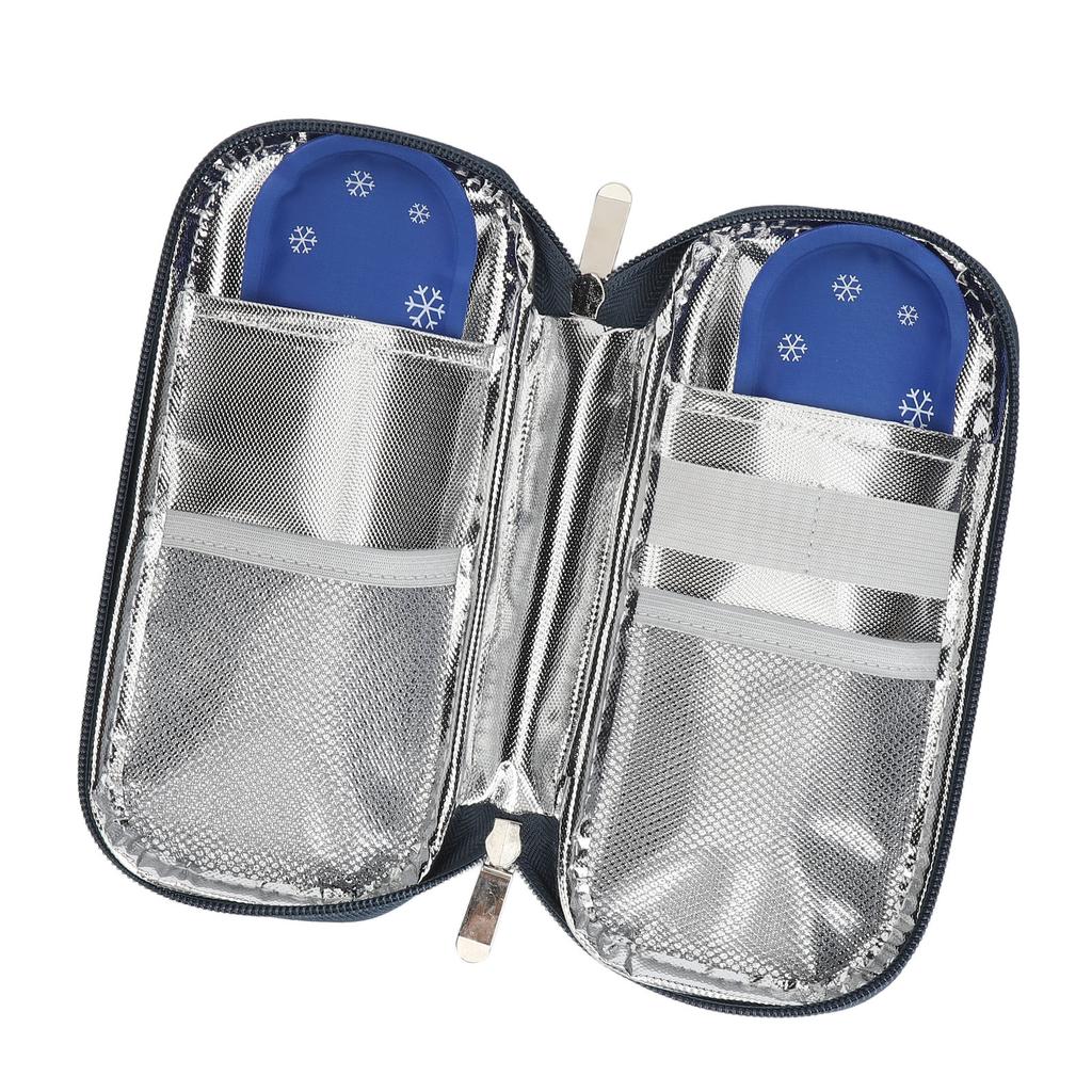 Insulin Cooler Bag Portable Lightweight Improved Insulation Convenient for Insulin Pen Glucose Monitor Blue Bottom