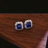 Fashion Cultivation Ruby Sapphire Emerald Square Stud Earrings Light Luxury Fashion Full Diamond Stud Earrings