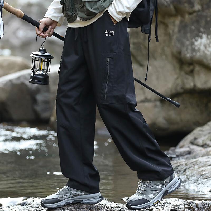 JEEP SPIRIT Men's Outdoor Multi-Pocket Straight-Leg Cargo Pants