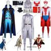 Heet Volwassen Megamind Cosplay Kostuum Anime Film Superheld Bodysuit Met Cape Heren Halloween Carnaval Feest Rolspel Verkleden