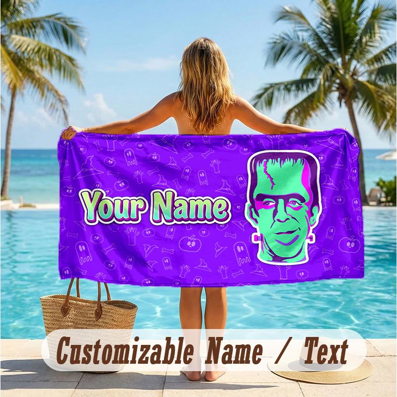 Custom Text Beach Towel, Soft Absorbent Swimming Multi-use TowelThe Munsters