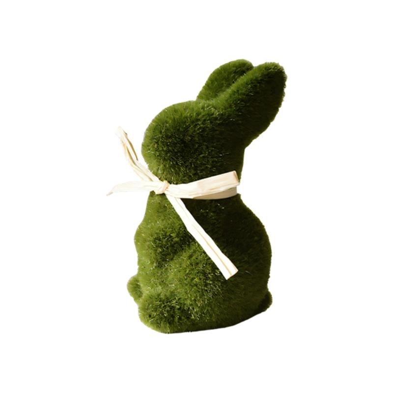 Artificial Moss Rabbit Sculpture With Plush Texture Ideal For Bookshelf Centerpieces Or Gift Decorative Ornament