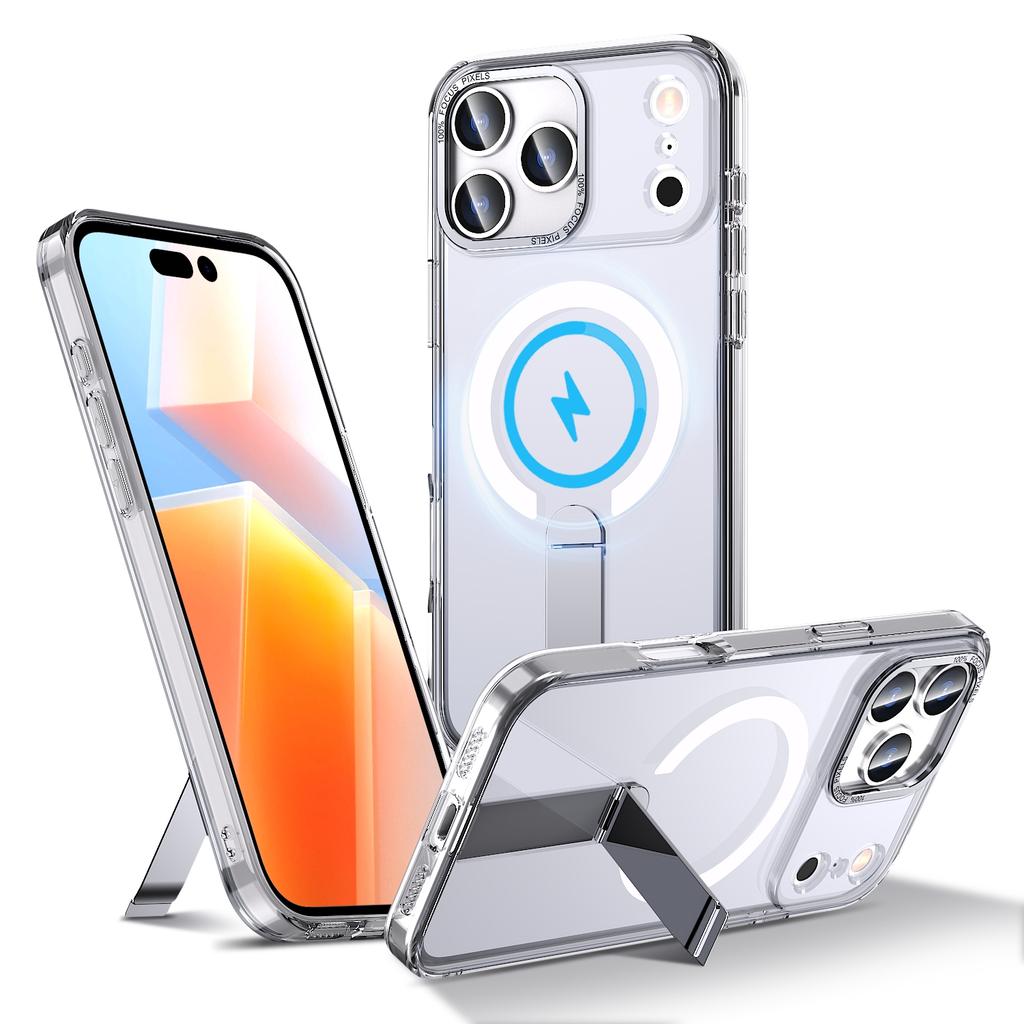 For iPhone 17 Pro Case Compatible with MagSafe Kickstand TPU + Acrylic Phone Cover