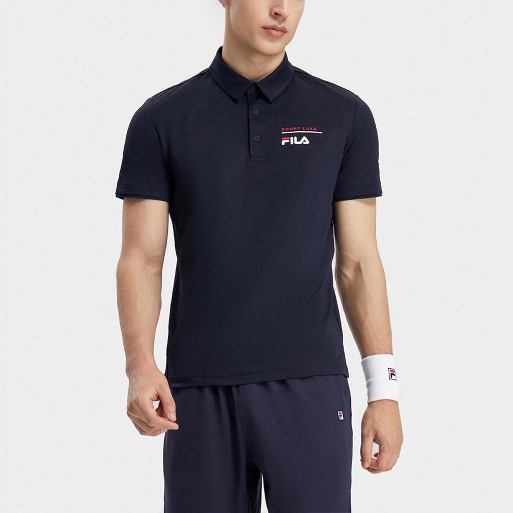 Fila Letter Logo Tennis Short Sleeve Polo Shirt Men Polo Shirts Dark-Blue A11M323111A-NV