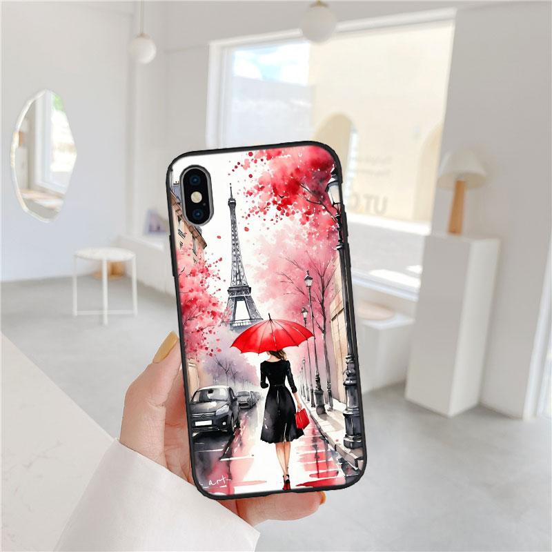 

BF87 Paris Eiffel tower Soft Shell Phone Case for iPhone 16 15 14 13 12 Pro Max Plus Mini iPhone 15 Pro Max