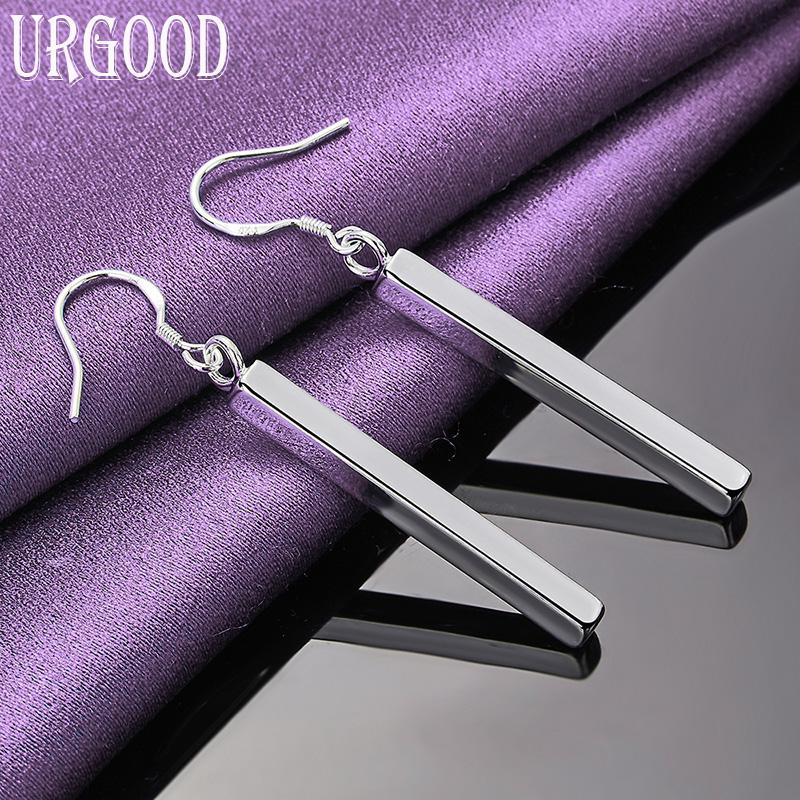 925 Sterling Silver Strip Pendant Earrings Gift Fashion Jewelry