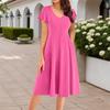 Women's Summer Fashion V-Neck Ruffle Sleeve Retro Elegant Midi Dress