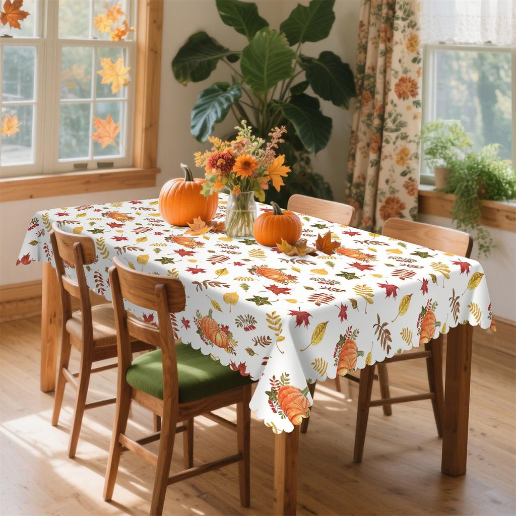 Autumn Leaf Pumpkin Berries Autumn Tablecloth (per pack of 1) Suitable for kitchen tables, parties, picnics and decorationzyc