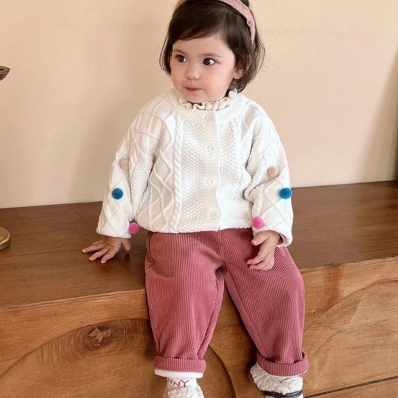 Boys Girls Winter Velvet Kid Pants Bear Cartoon Mid Waist Warm Pantalone Baggy Thick Children Trouser