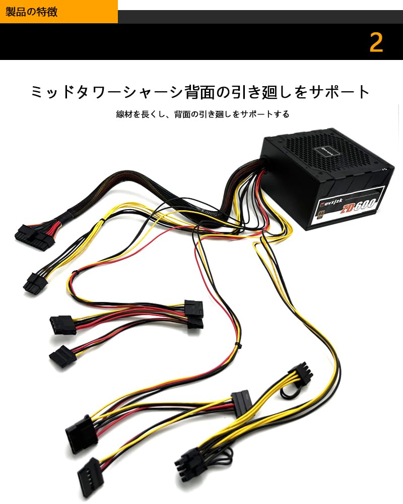 600W Power Supply Unit, 600W-STANDARD- PC Power Supply Unit, High Efficiency, High Durability