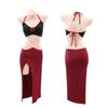 Rose Lady Sexy Backless Cheongsam Nightdress Lingerie Set