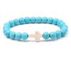 Trendy Beaded Bracelet With Natural Agate Stones - Stylish Cross Pendant Bracelet - Elegant Jewelry For Daily Wear