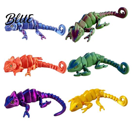 Desk Chameleon Decor 3D Printed Figurine, Realistic Articulated Lizard Toy, Animal Figurine Model with Moveable Joints for Decoration