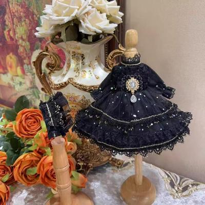 HAMRETHYPPZ 14 16 13 BJD Boneca Articulada Vestido, Fantasia de Boneca, Roupa de Empregada de Boneca, Vestir Boneca Articulada, Saia de Princesa Preta, Saia Fofa (Cabeça