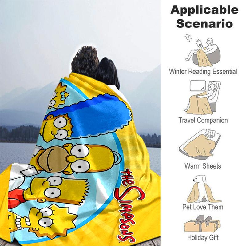 1Pc Simpsons Family Blanket Soft And Comfortable Casual Warm Camping Travel Christmas Halloween Gift M292175