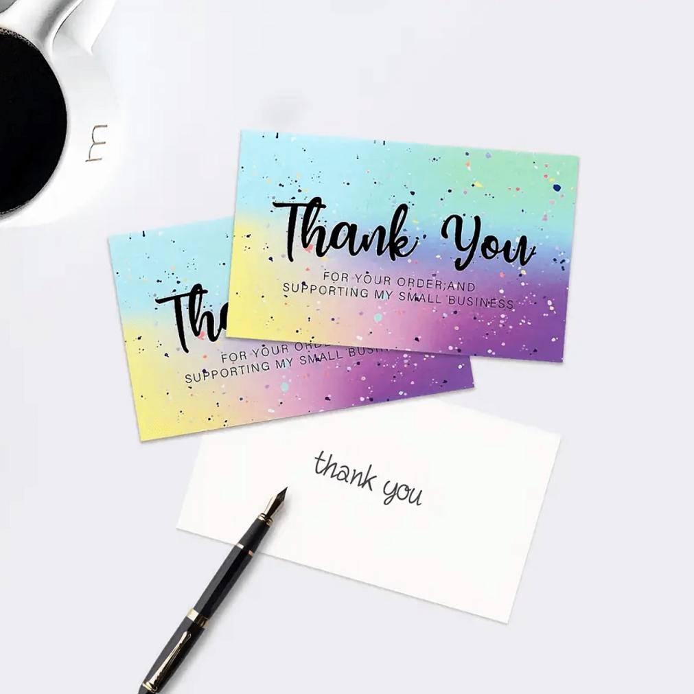 50pcs Thank You Cards, for Online Retailers Small Business Owners, Commercial Decoration Stickers Label Cards Gift Packaging Gif