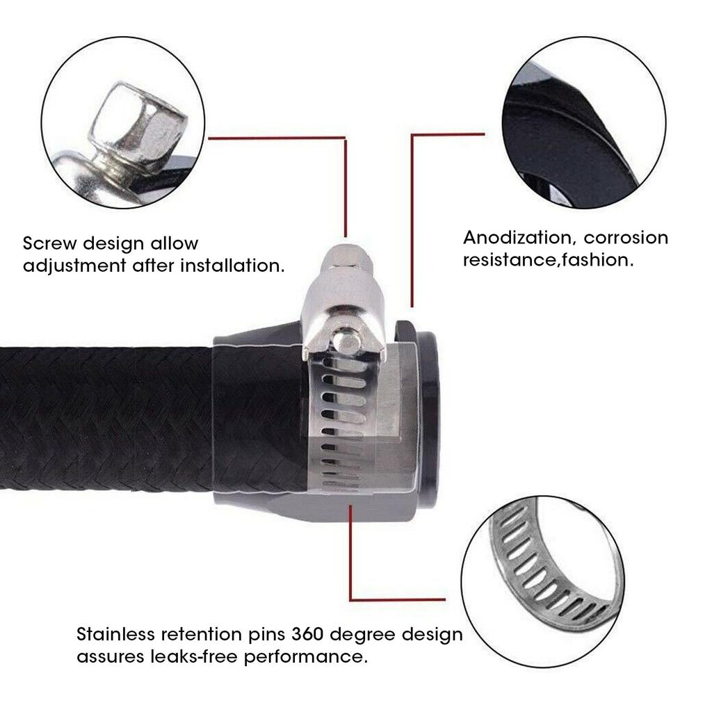 Connecteur de manchon de finition de durite 12AN Clip de finition pour tube flexible Carburant/Huile/Diesel/Gaz/Air Bleu