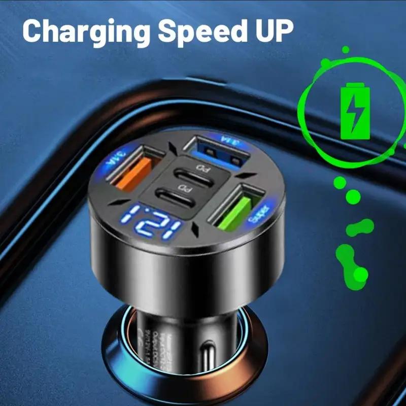 New-250W 5 Ports Car Charger Fast Charging PD QC3.0 USB C Car Phone Charger Type C Adapter In Car For IPhone