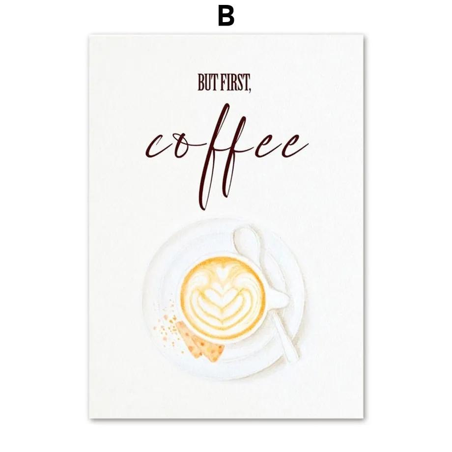 Nordic Elegant Coffee Caffeine Cocoa Cup Wall Art Canvas Painting Posters And Prints Pictures For Kitchen Surrealism Home Decor