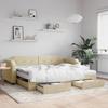 Extendable Daybed with Drawers Cream 80x200 cm Fabric