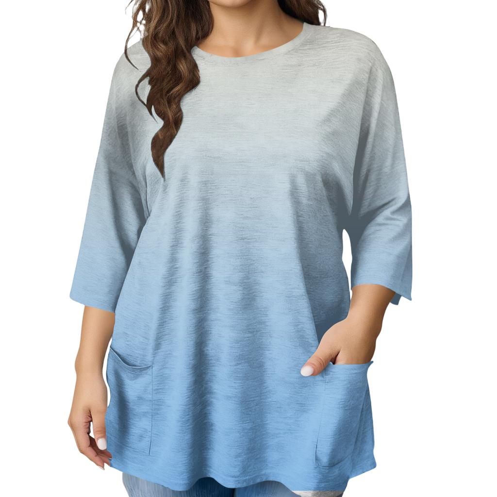 Blusa Estampada de Manga Corta de Moda para Mujer Tallas Grandes para un Look Elegante de Oficina y Casual
