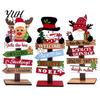 Christmas Home Accents Table Decoration, Rustic Wooden Tabletop Sign, Vintage Farmhouse Decorative Decor Desktop Plaque for Holiday Party Tiered Tray,