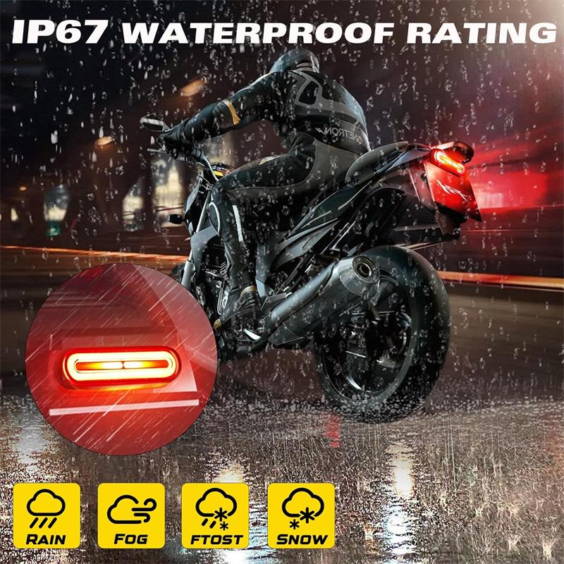 Universal Motorcycle Brake Light With Turn Signals 12V-80V Compact Dual Color Dirt Bike Light Waterproof For Atv Tail Light