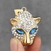Blue Diamond Leopard Head Pendant, Trendy European and American Brand Couple Necklace