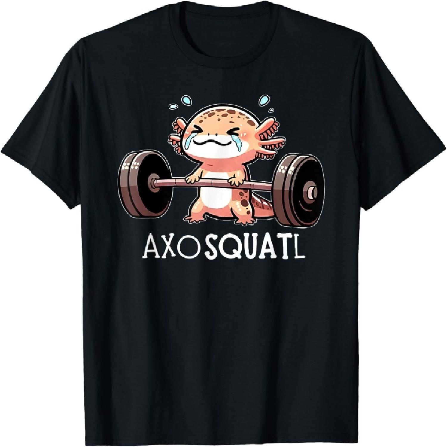axolotl kawaii weightlifting fitness workout funny axosquatl T-Shirt S