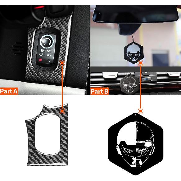 Electronic Ignition Switch Car Start Switch Panel Decal Engine Start Stop Button Frame Cover Real Carbon Fiber Sticker Interior Accessories for
