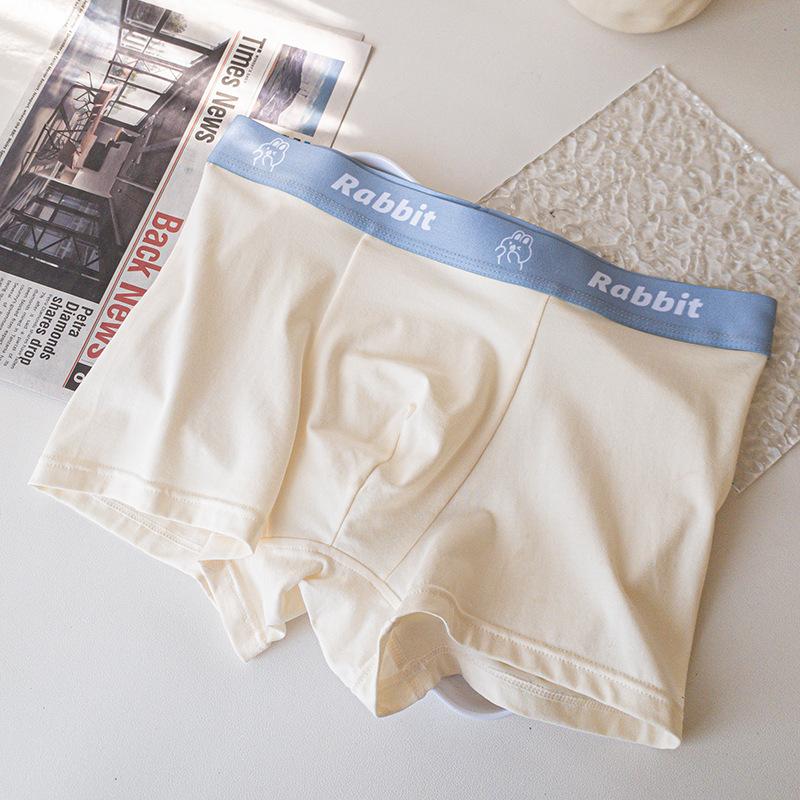 Men's Spring and Summer New Print Cartoon Rabbit Cotton Breathable Mid Waist Flat Angle Briefs
